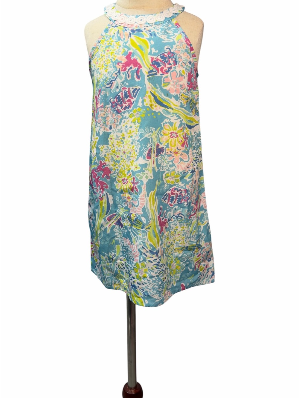 Charlie Paige Girls' Aqua Floral Halter Dress